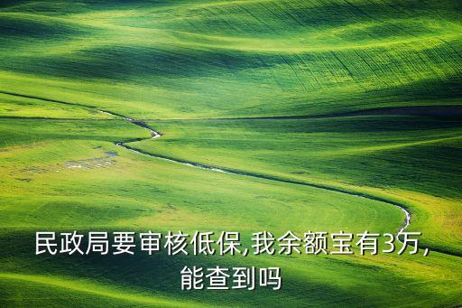 民政局要審核低保,我余額寶有3萬,能查到嗎