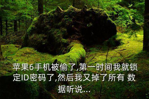  蘋果6手機(jī)被偷了,第一時(shí)間我就鎖定ID密碼了,然后我又掉了所有 數(shù)據(jù)聽說...