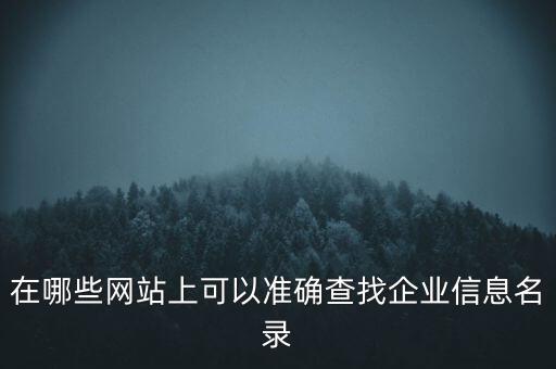 在哪些網(wǎng)站上可以準(zhǔn)確查找企業(yè)信息名錄