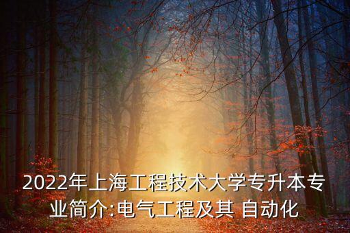 2022年上海工程技術(shù)大學(xué)專升本專業(yè)簡介:電氣工程及其 自動化