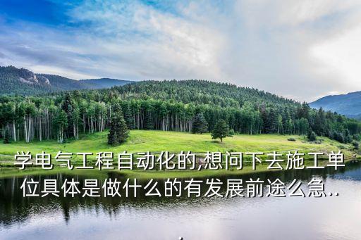 學電氣工程自動化的,想問下去施工單位具體是做什么的有發(fā)展前途么急...