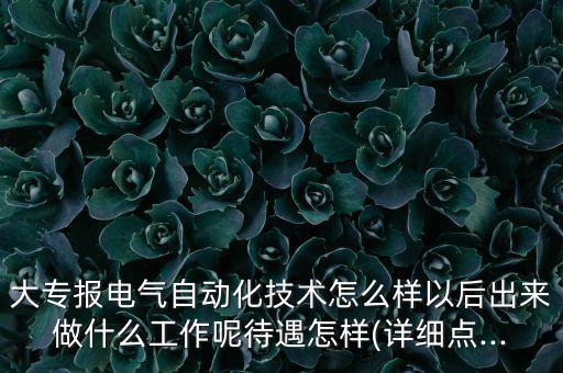 大專(zhuān)報(bào)電氣自動(dòng)化技術(shù)怎么樣以后出來(lái)做什么工作呢待遇怎樣(詳細(xì)點(diǎn)...