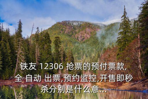 鐵友 12306 搶票的預(yù)付票款,全 自動 出票,預(yù)約監(jiān)控,開售即秒殺分別是什么意...