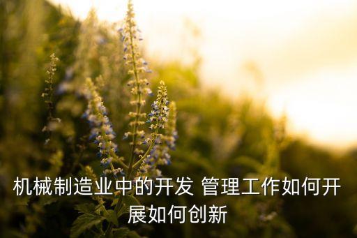 機械制造業(yè)中的開發(fā) 管理工作如何開展如何創(chuàng)新
