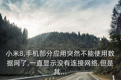 小米8,手機(jī)部分應(yīng)用突然不能使用數(shù)據(jù)網(wǎng)了,一直顯示沒有連接網(wǎng)絡(luò),但是其...