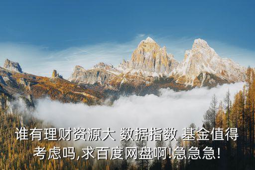誰(shuí)有理財(cái)資源大 數(shù)據(jù)指數(shù) 基金值得考慮嗎,求百度網(wǎng)盤(pán)啊!急急急!