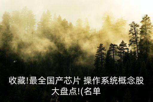 收藏!最全國(guó)產(chǎn)芯片 操作系統(tǒng)概念股大盤(pán)點(diǎn)!(名單