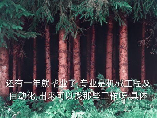 還有一年就畢業(yè)了,專業(yè)是機械工程及自動化,出來可以找那些工作呀,具體...
