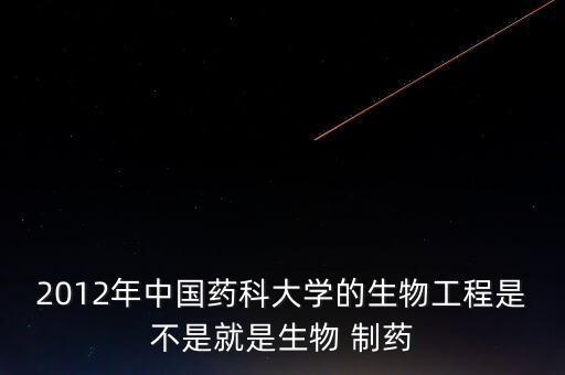 2012年中國藥科大學(xué)的生物工程是不是就是生物 制藥