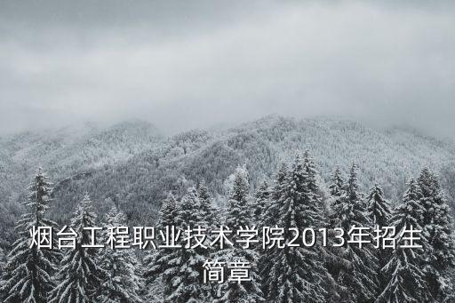 煙臺(tái)工程職業(yè)技術(shù)學(xué)院2013年招生簡(jiǎn)章