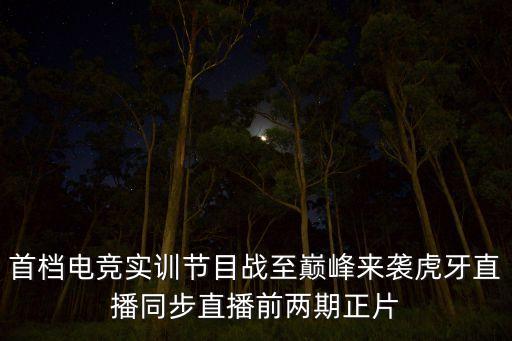 首檔電競實(shí)訓(xùn)節(jié)目戰(zhàn)至巔峰來襲虎牙直播同步直播前兩期正片