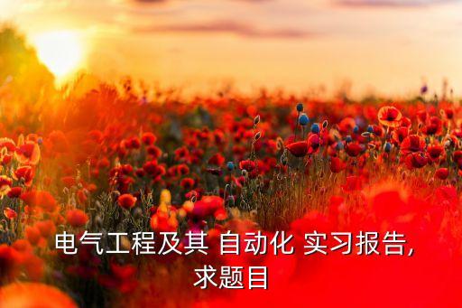  電氣工程及其 自動(dòng)化 實(shí)習(xí)報(bào)告,求題目