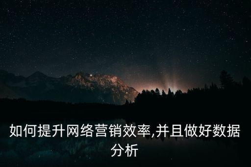 如何提升網(wǎng)絡(luò)營銷效率,并且做好數(shù)據(jù)分析