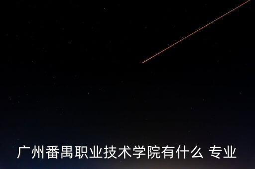 廣州番禺職業(yè)技術(shù)學(xué)院有什么 專業(yè)