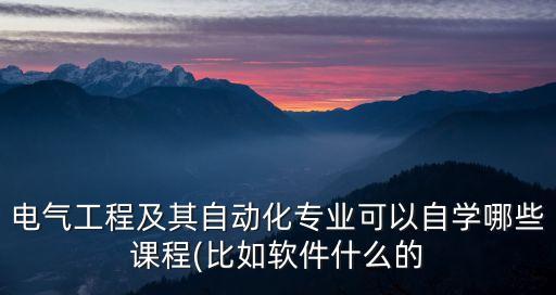 電氣工程及其自動(dòng)化專業(yè)可以自學(xué)哪些課程(比如軟件什么的
