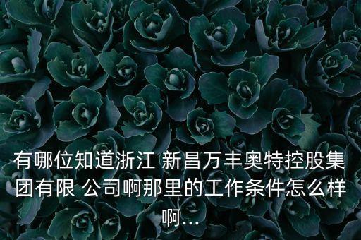 有哪位知道浙江 新昌萬豐奧特控股集團(tuán)有限 公司啊那里的工作條件怎么樣啊...