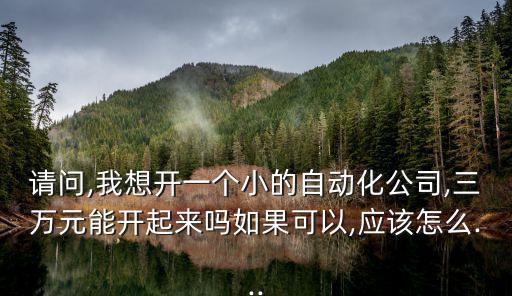 請問,我想開一個小的自動化公司,三萬元能開起來嗎如果可以,應該怎么...