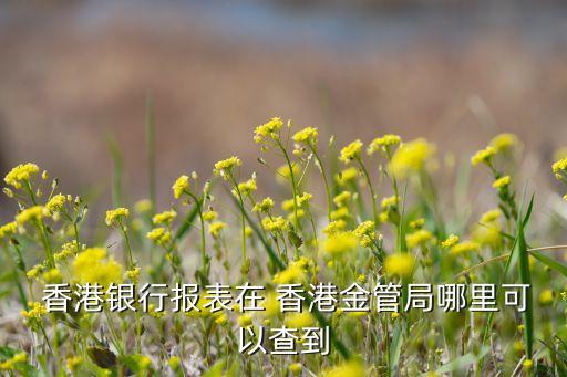  香港銀行報(bào)表在 香港金管局哪里可以查到
