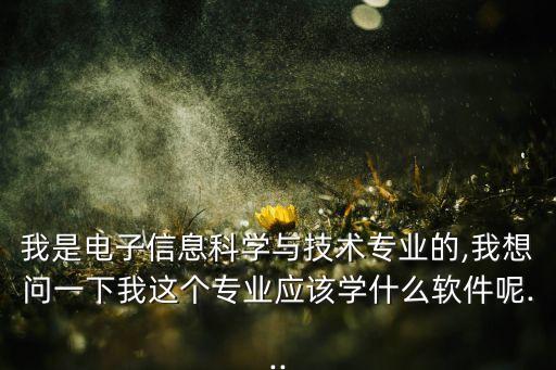 我是電子信息科學(xué)與技術(shù)專業(yè)的,我想問一下我這個專業(yè)應(yīng)該學(xué)什么軟件呢...
