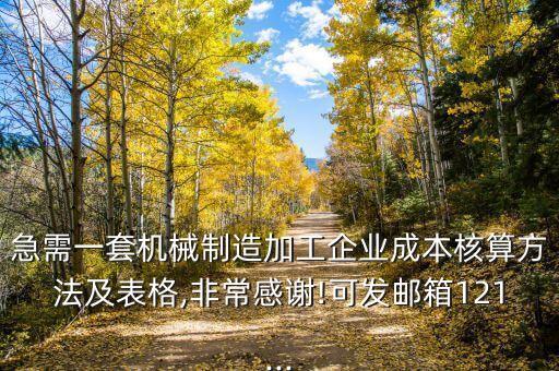 急需一套機械制造加工企業(yè)成本核算方法及表格,非常感謝!可發(fā)郵箱121...