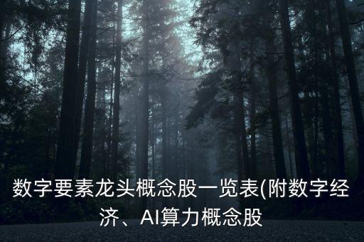 數(shù)字要素龍頭概念股一覽表(附數(shù)字經(jīng)濟(jì)、AI算力概念股