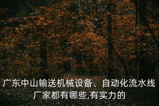 廣東中山輸送機(jī)械設(shè)備、自動(dòng)化流水線(xiàn)廠家都有哪些,有實(shí)力的