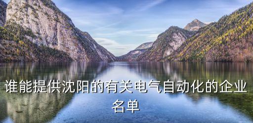 誰(shuí)能提供沈陽(yáng)的有關(guān)電氣自動(dòng)化的企業(yè)名單