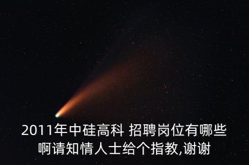 2011年中硅高科 招聘崗位有哪些啊請知情人士給個(gè)指教,謝謝