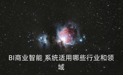 BI商業(yè)智能 系統(tǒng)適用哪些行業(yè)和領(lǐng)域