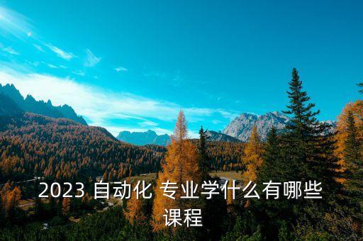 2023 自動化 專業(yè)學什么有哪些 課程