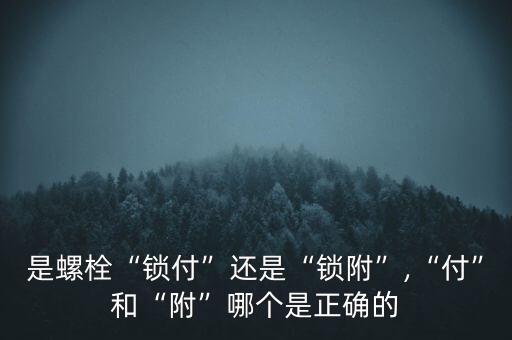 是螺栓“鎖付”還是“鎖附”,“付”和“附”哪個是正確的
