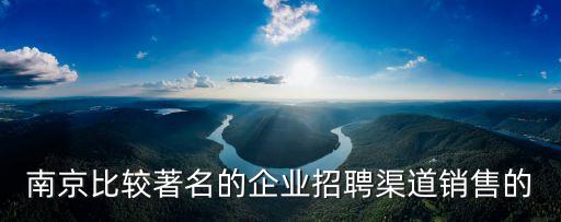 南京比較著名的企業(yè)招聘渠道銷售的