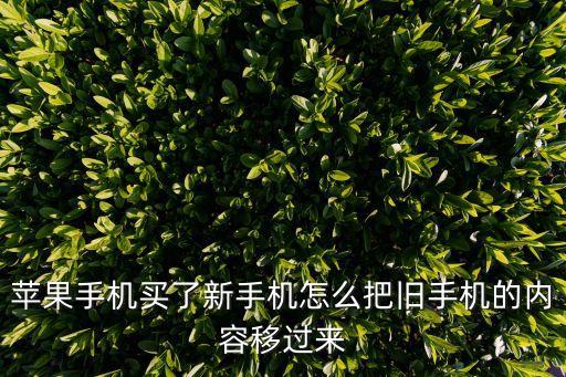 蘋果手機(jī)買了新手機(jī)怎么把舊手機(jī)的內(nèi)容移過來