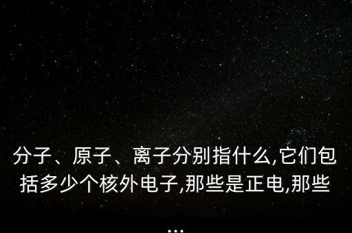 分子、原子、離子分別指什么,它們包括多少個(gè)核外電子,那些是正電,那些...