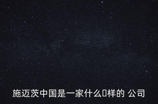 施邁茨中國(guó)是一家什么?樣的 公司
