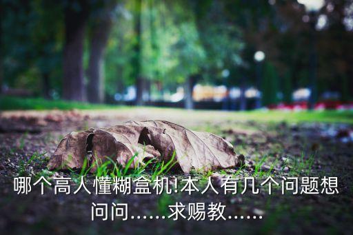 哪個(gè)高人懂糊盒機(jī)!本人有幾個(gè)問題想問問……求賜教……