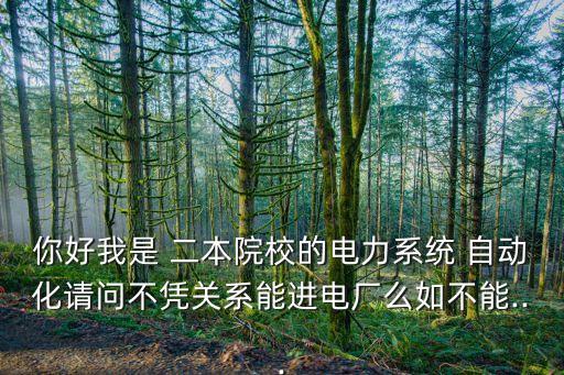 你好我是 二本院校的電力系統(tǒng) 自動(dòng)化請(qǐng)問不憑關(guān)系能進(jìn)電廠么如不能...