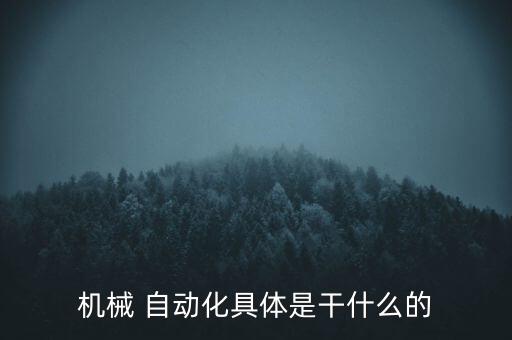 機械 自動化具體是干什么的