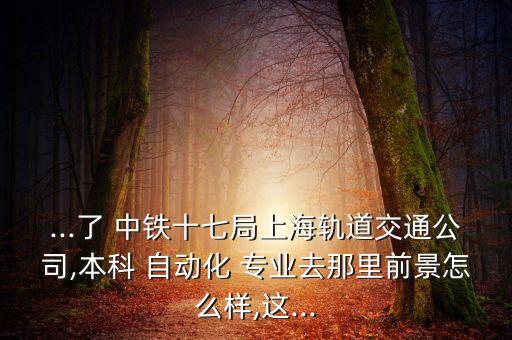 ...了 中鐵十七局上海軌道交通公司,本科 自動化 專業(yè)去那里前景怎么樣,這...
