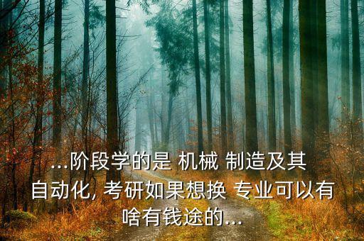 ...階段學(xué)的是 機械 制造及其 自動化, 考研如果想換 專業(yè)可以有啥有錢途的...