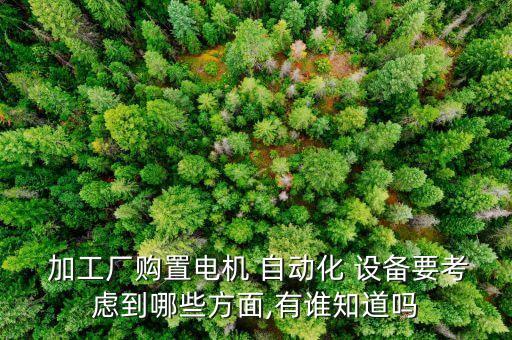  加工廠購置電機 自動化 設(shè)備要考慮到哪些方面,有誰知道嗎