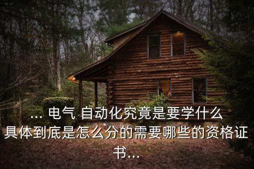 ... 電氣 自動化究竟是要學什么具體到底是怎么分的需要哪些的資格證書...