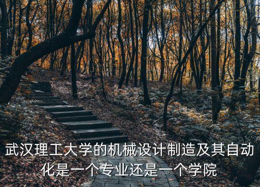 武漢理工大學(xué)的機械設(shè)計制造及其自動化是一個專業(yè)還是一個學(xué)院