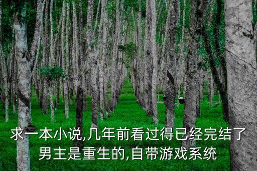 求一本小說,幾年前看過得已經(jīng)完結(jié)了男主是重生的,自帶游戲系統(tǒng)