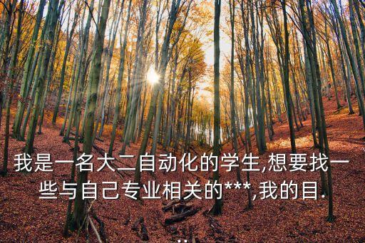 我是一名大二自動化的學生,想要找一些與自己專業(yè)相關(guān)的***,我的目...