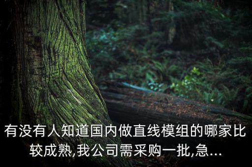 有沒有人知道國內(nèi)做直線模組的哪家比較成熟,我公司需采購一批,急...
