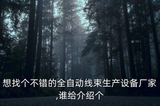 想找個(gè)不錯(cuò)的全自動(dòng)線束生產(chǎn)設(shè)備廠家,誰(shuí)給介紹個(gè)