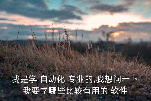 我是學(xué) 自動(dòng)化 專業(yè)的,我想問一下我要學(xué)哪些比較有用的 軟件