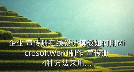 企業(yè) 宣傳冊在線設(shè)計模板如何用MicrosoftWord制作 宣傳冊4種方法來用...