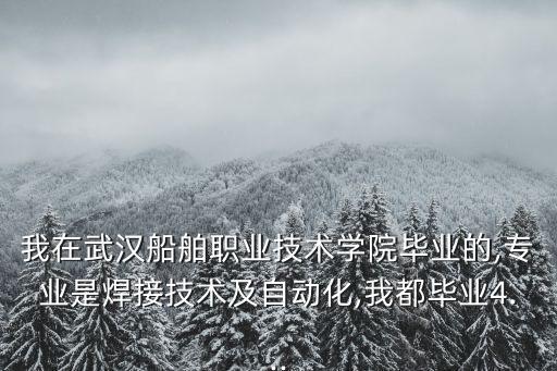 我在武漢船舶職業(yè)技術(shù)學(xué)院畢業(yè)的,專業(yè)是焊接技術(shù)及自動(dòng)化,我都畢業(yè)4...